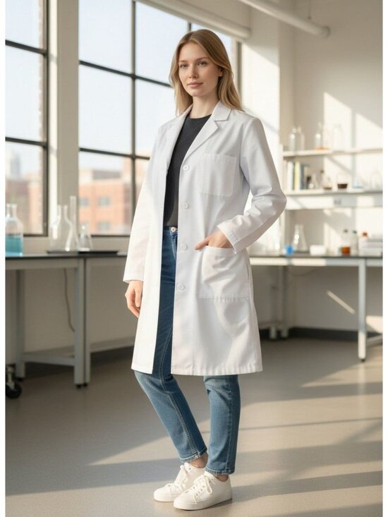 Dickies Jackets & Blazers - Dickies White Medical Lab Coat Womens L Button-Front Cotton/Polyester Blend